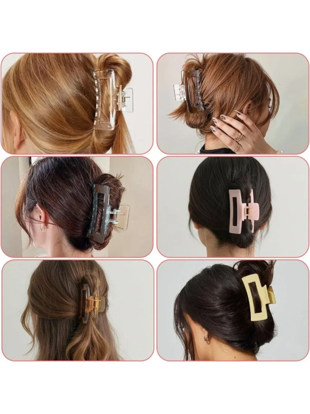 70 Pcs Medium Rectangle Hair Claw Clips - Matte Nonslip Jaw Clips for All Hair